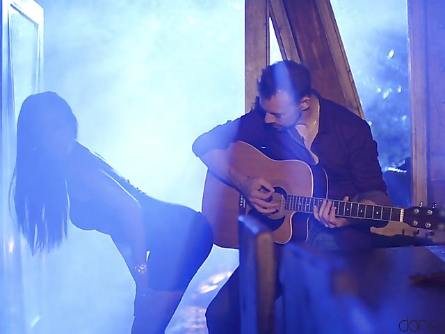 Romantic blowjob in the dark and standing fuck with Nelly Kent