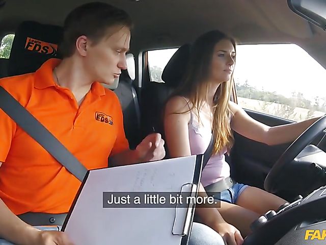 Jenifer Jane stops driving for car blowjob and fuck