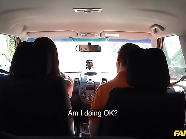 Jenifer Jane stops driving for car blowjob and fuck