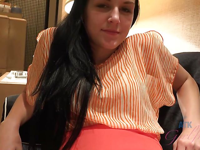 Sexy brunette girlfriend Marley Matthews gets in the bathtub