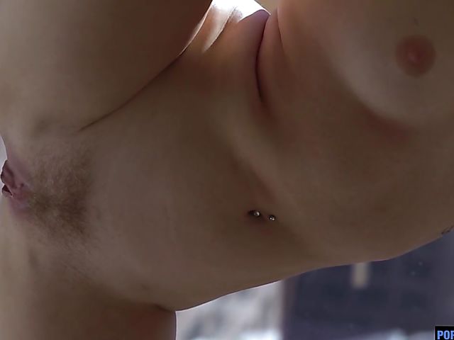 Flexible blonde with a phat ass Katie Kush stretching out in the nude and fucking