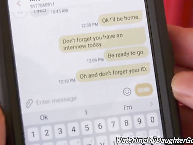 Interracial redhead teen Arietta Adams takes a BBC in front of her dad