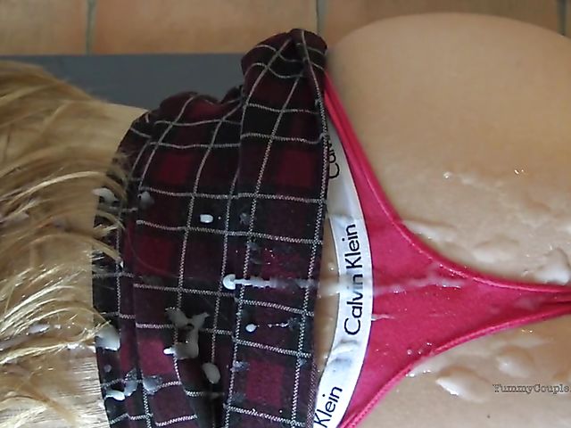 Amateur panties fuck doggy style and cum on ass