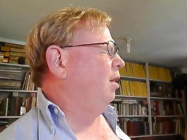 Fat old man masturbates to porn and then fucks that chubby redhead