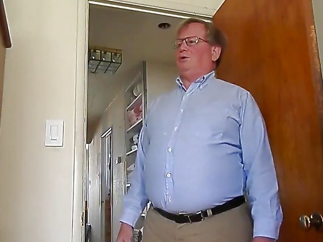 Fat old man masturbates to porn and then fucks that chubby redhead