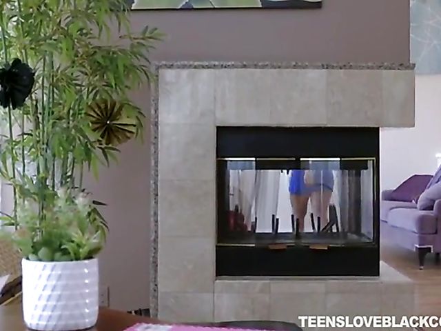 Interracial threesome with oiled up Candice Dare and teen Mackenzie Moss