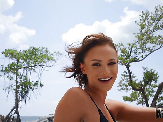 POV bikini sex on the beach with Emma Hix