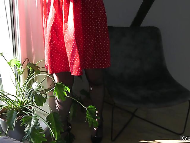 Mature solo masturbation in black stockings with Skyler Squirt