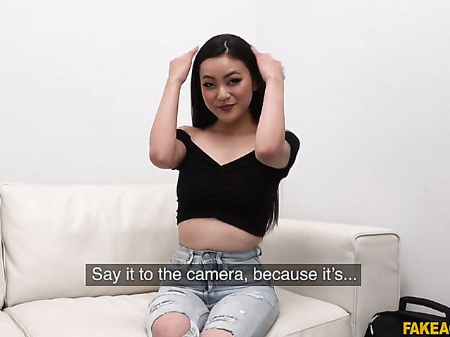 Fake agent casting with fuckable 22yo Japanese babe Rae Lil Black