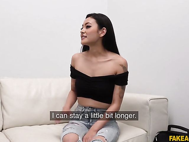 Fake agent casting with fuckable 22yo Japanese babe Rae Lil Black
