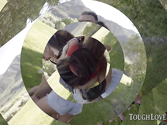 Hardcore outdoor threesome in the woods with chicks in boots Natalie Brooks and Luna Star