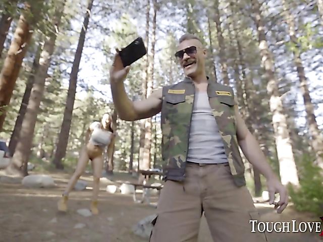 Hardcore outdoor threesome in the woods with chicks in boots Natalie Brooks and Luna Star