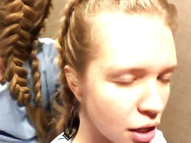 Amateur lesbians with juicy tits fuck toys in the dressing room