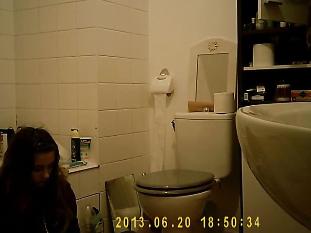Skinny amateur masturbating in the bathroom
