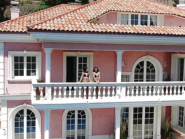 Lesbian pool love in the summer with Carolina Abril and Anastasia Brokelyn