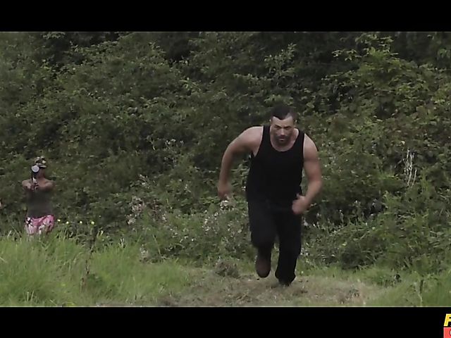 Hardcore paintball game with tattooed busty redhead Alexxa Vice