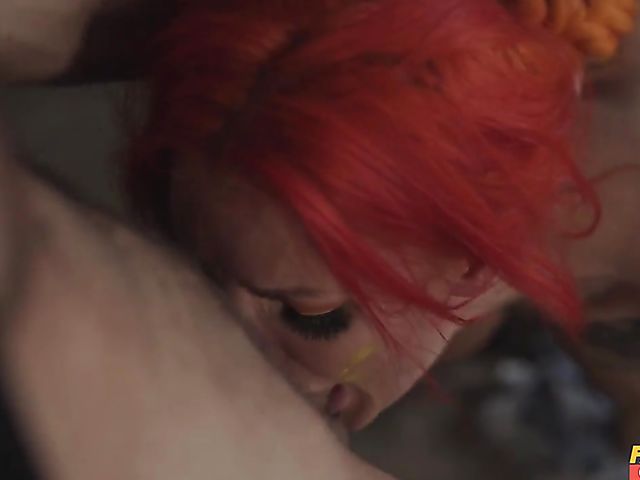 Hardcore paintball game with tattooed busty redhead Alexxa Vice