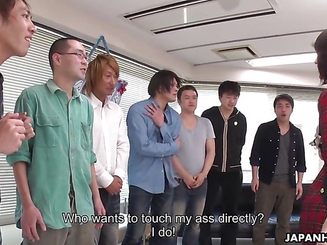 Japanese facesitting with cosplay girl Ruri Narumiya and dozens of lucky guys