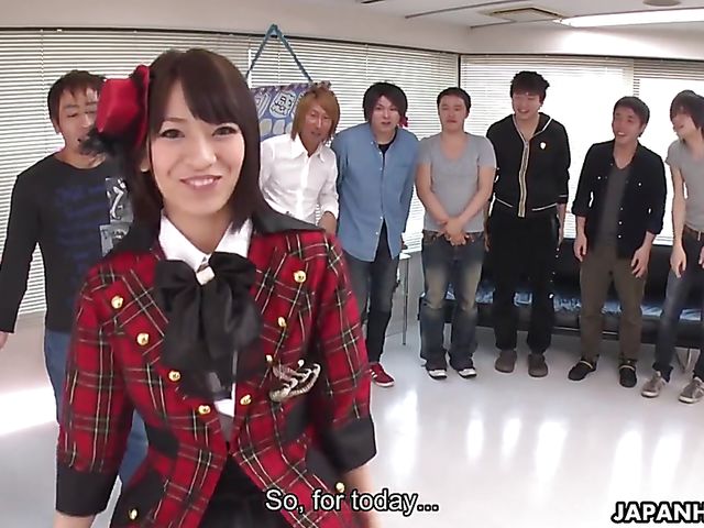 Japanese facesitting with cosplay girl Ruri Narumiya and dozens of lucky guys