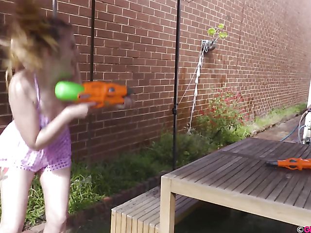 Lesbian pussy licking in the backyard with Katie Gee and shaved head girl Anna Thorn