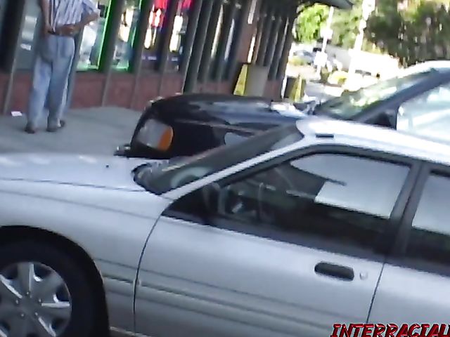 Busty April Blossom gets picked up and takes that big black cock