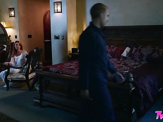 Lesbian redhead Lacy Lennon in bed with sweet brunette Liv Wild in the night