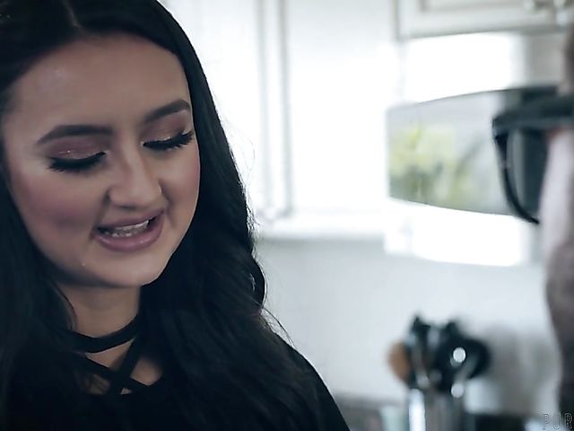 Hard kitchen fuck with flirty brunette Eliza Ibarra