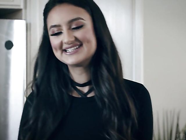 Hard kitchen fuck with flirty brunette Eliza Ibarra