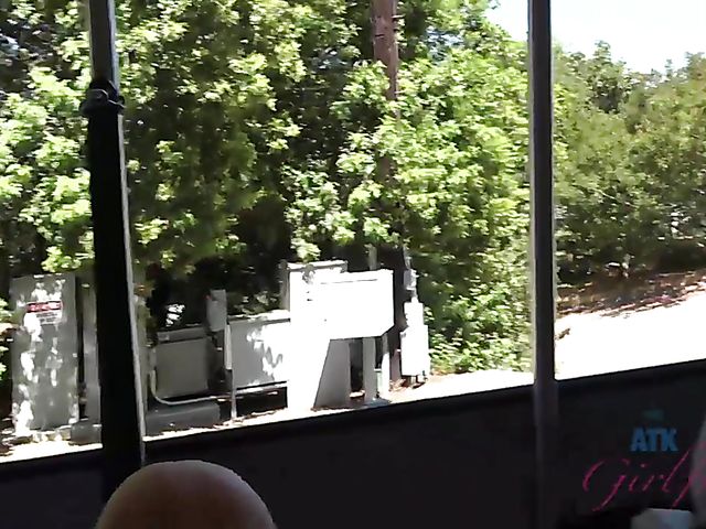 Blonde girlfriend Sky Pierce is proud of her tiny pussy and tits