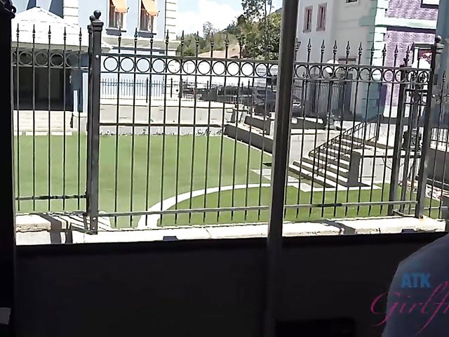 Blonde girlfriend Sky Pierce is proud of her tiny pussy and tits