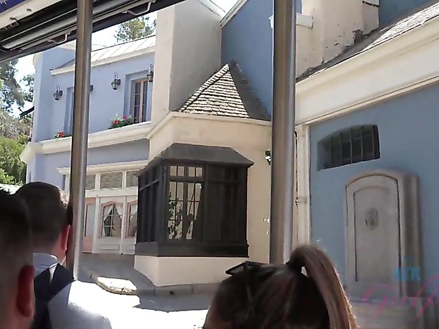 Blonde girlfriend Sky Pierce is proud of her tiny pussy and tits