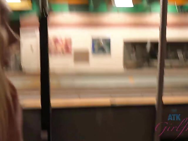 Blonde girlfriend Sky Pierce is proud of her tiny pussy and tits