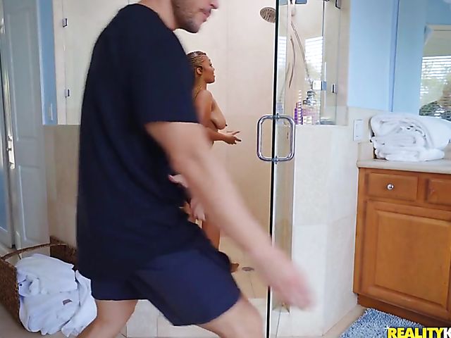 Mimi Curvaceous - Big booty ebony shower with a white dude