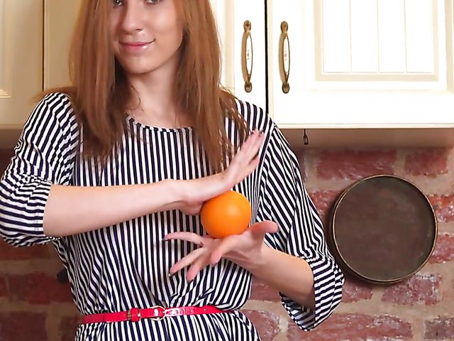 Nubiles solo with Milana M taking off her panties in the kitchen