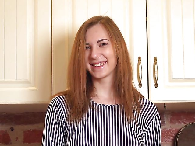 Nubiles solo with Milana M taking off her panties in the kitchen