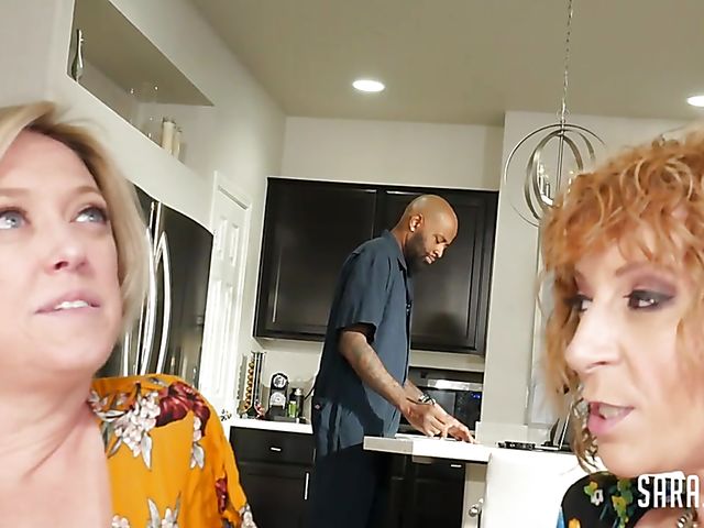 Busty moms Dee Williams and Sara Jay threesome with a black guy