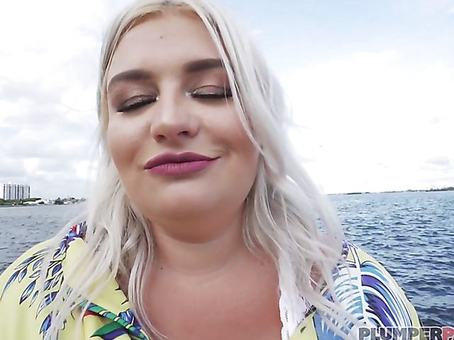 Plump blonde Tiffany Star flashes her tits in public and gets hammered