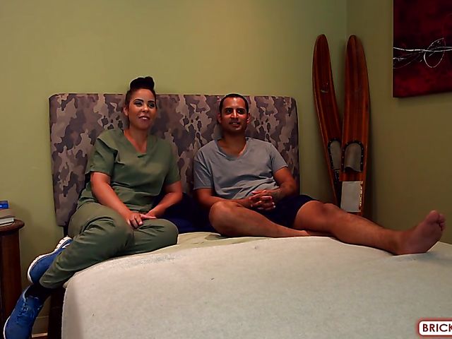 Military nurse Summer gets her natural boobs and wet cunt fucked