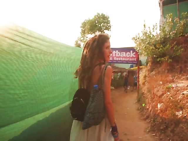 Nude beach meditation in Goa with sexy Serena L