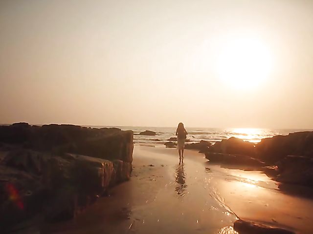 Nude beach meditation in Goa with sexy Serena L