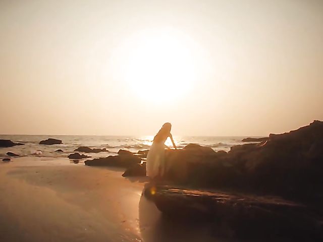 Nude beach meditation in Goa with sexy Serena L