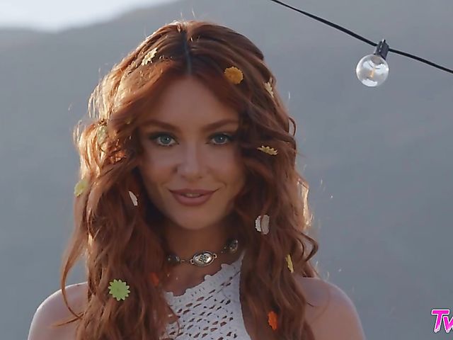 Twistys solo in the mountains and fingering in bed with sexy redhead Lacy Lennon