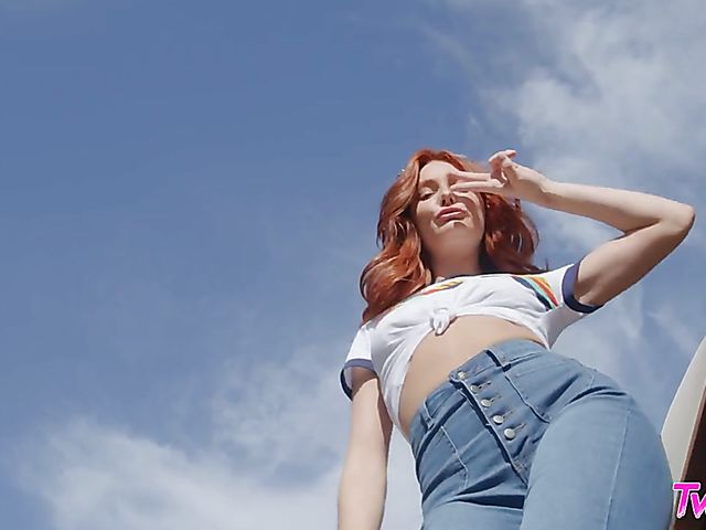 Twistys solo in the mountains and fingering in bed with sexy redhead Lacy Lennon