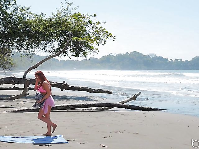 Interracial beach sex with small tit redhead Gala Brown