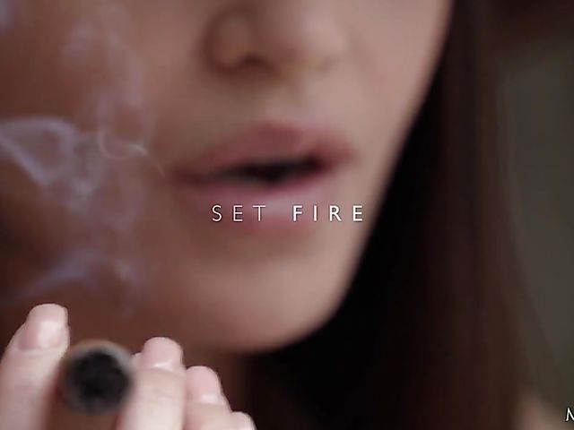 Smoking masturbation in white panties with flat chested Avi Love