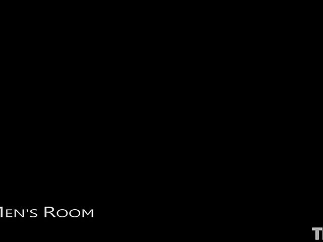 Busty trash slut Stella Cardo bottle in pussy masturbation in the men's room