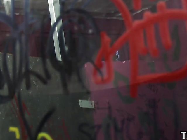 Busty trash slut Stella Cardo bottle in pussy masturbation in the men's room