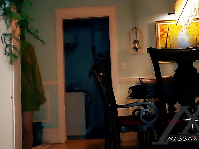 Redhead busty woman Penna Pax gets creamed by the fireplace