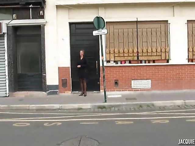 Madame Sophie French DP gangbang in black stockings