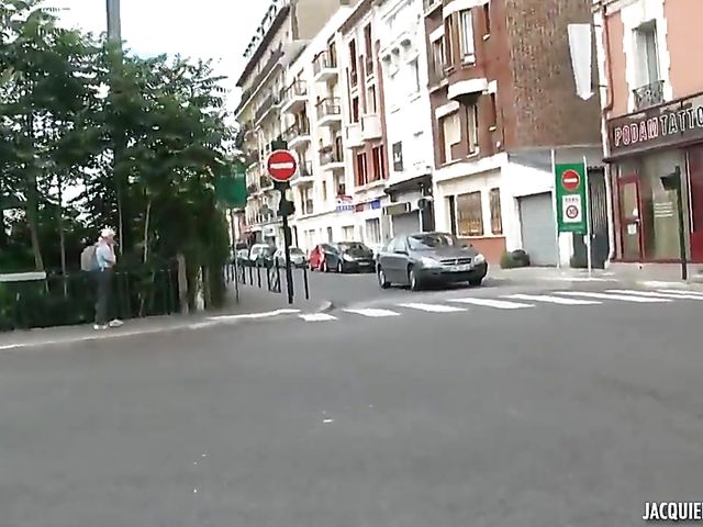 Madame Sophie French DP gangbang in black stockings